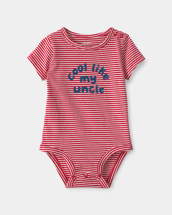 Baby 'Cool Like My Uncle' Striped Graphic Bodysuit - Red, 