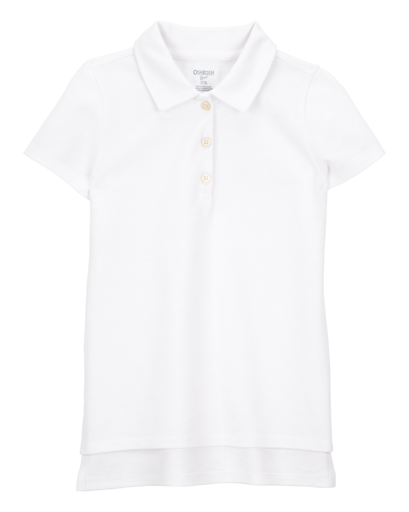 Kid Pique Uniform Polo Shirt - White, image 1 of 3 slides