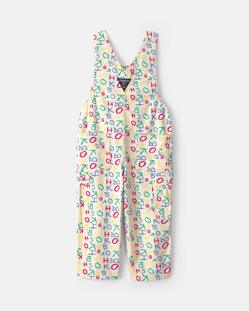 Toddler Alphabet Overalls - White, image 2 of 4 slides