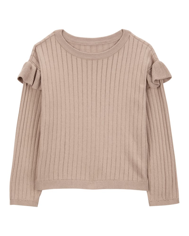 Kid Ribbed Long-Sleeve Sweater - Brown, image 1 of 3 slides
