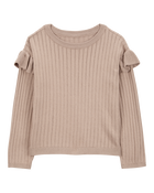 Kid Ribbed Long-Sleeve Sweater - Brown, image 1 of 3 slides