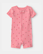 Tout-petit fille - Pyjama barboteuse 1 pi&egrave;ce en 100 % coton &agrave; motif floral - Rose, image 1 sur 2 diapositives