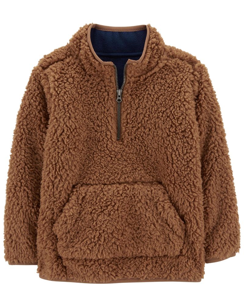 Brown Quarter Zip Fleece Pullover