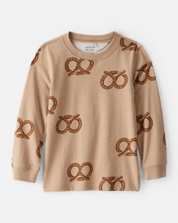 Tout-petit garçon - T-shirt à manches longues avec motif bretzel - Brun, 