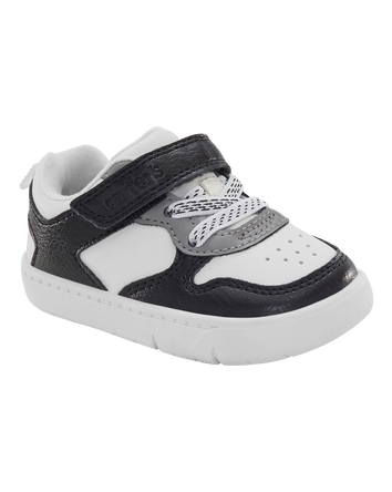 Every Step® First Walker  Faux Leather Fashion Sneakers - White/Black, 