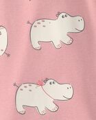 Baby Girl Hippo Short-Sleeve Romper - Pink, image 2 of 3 slides