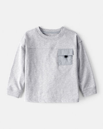 Toddler Boy Long-Sleeve Pocket Tee - Grey, 