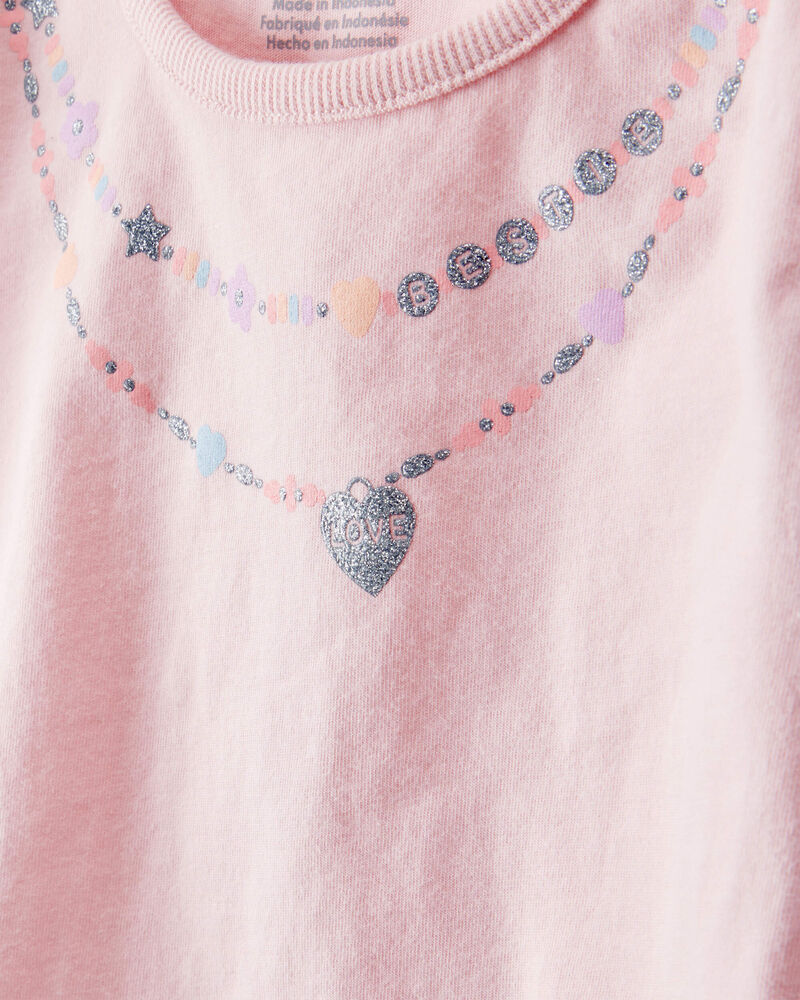 Toddler 2-Piece Necklace Printed Tee & Rainbow Skort Set, image 3 of 6 slides