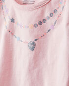 Toddler 2-Piece Necklace Printed Tee & Rainbow Skort Set, image 3 of 6 slides