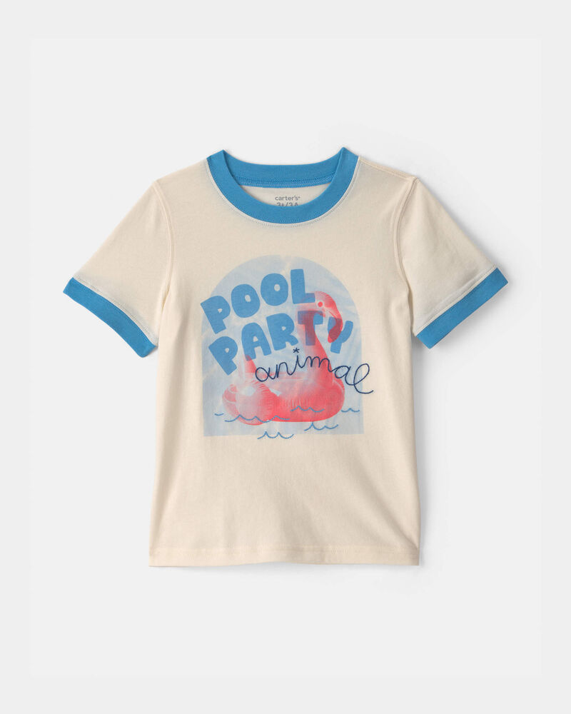 Tout-petit gar&ccedil;on - T-shirt &agrave; imprim&eacute; flamant &laquo;Pool Party Animal&raquo; - Cr&egrave;me, image 1 sur 2 diapositives