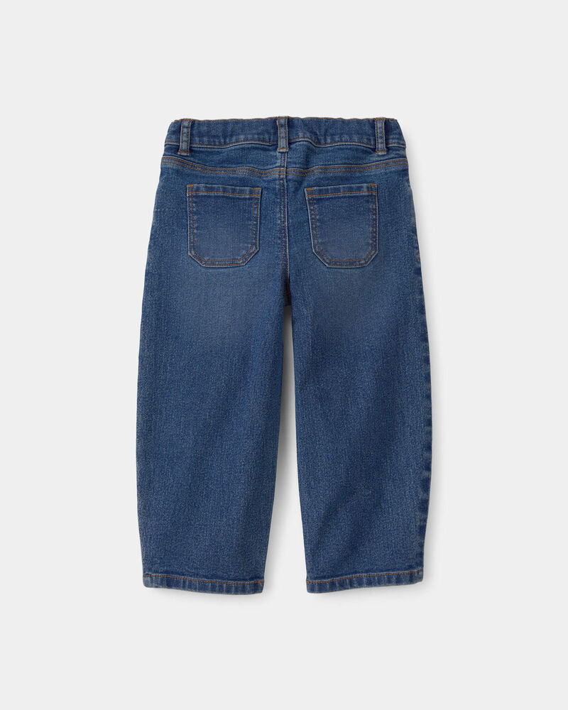 Toddler Girl Floral Barrel Jeans - Dark Wash, image 2 of 5 slides