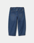 Toddler Girl Floral Barrel Jeans - Dark Wash, image 2 of 5 slides