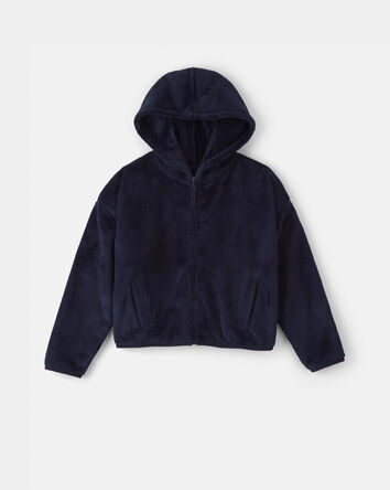 Filles - Blouson en sherpa avec fermeture &agrave; glissi&egrave;re - Bleu, 