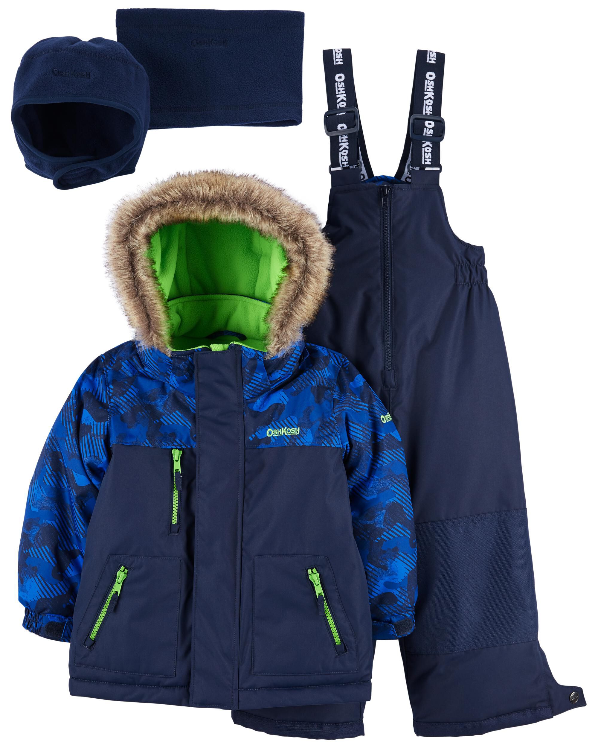 Multi Toddler 2 Piece Snowsuit With Bonus Hat Neck Warmer Carter s Oshkosh Canada