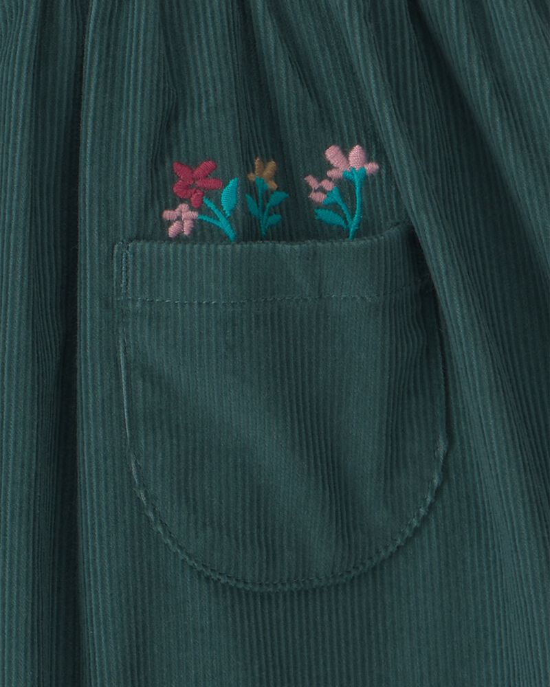 Toute-petit fille - Ensemble 2 pi&egrave;ces robe en velours c&ocirc;tel&eacute; et haut manches longues &agrave; motif floral , image 8 sur 9 diapositives