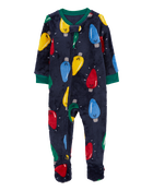 Baby 1-Piece Christmas Lights Velboa Footie Pyjamas, image 1 of 4 slides