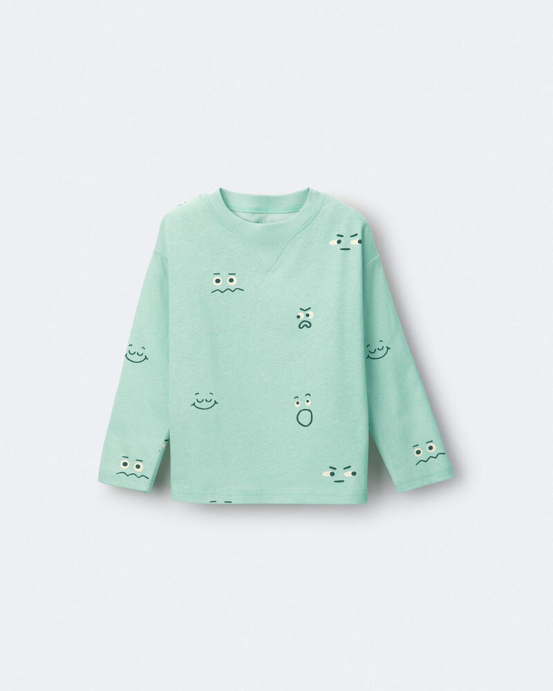 Toddler Boy Emotions Long Sleeve Relaxed Graphic Tee - Green, image 2 of 6 slides
