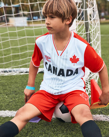 Kid Umbro Canada Mesh Soccer Shorts - Red/White/Black, 
