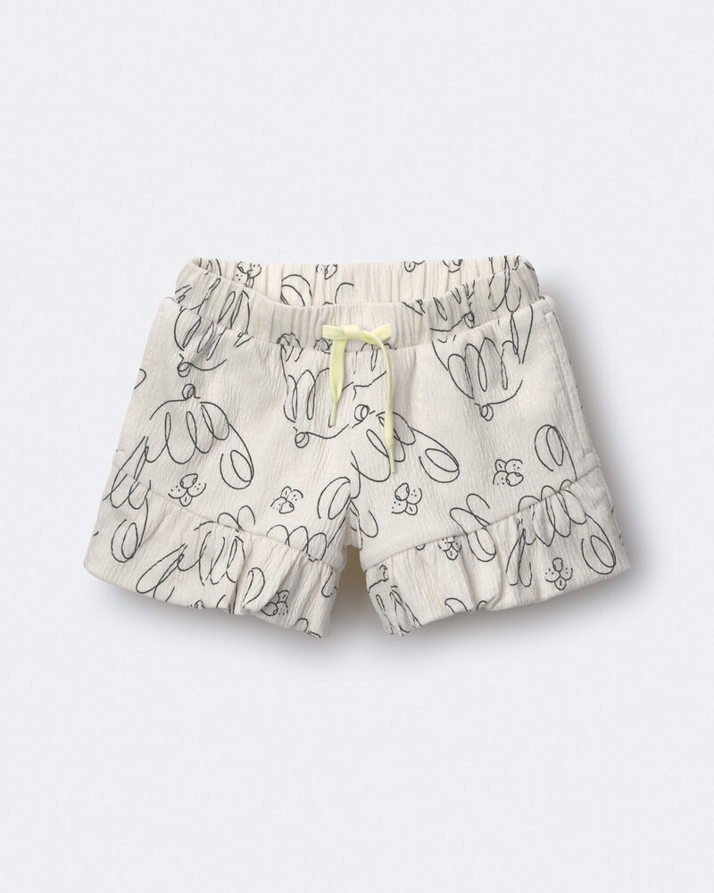 Toddler Girl Ruffle Butterfly Shorts in Dog Print - Cream, image 1 of 3 slides