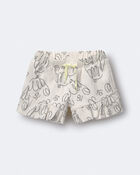 Toddler Girl Ruffle Butterfly Shorts in Dog Print - Cream, image 1 of 3 slides