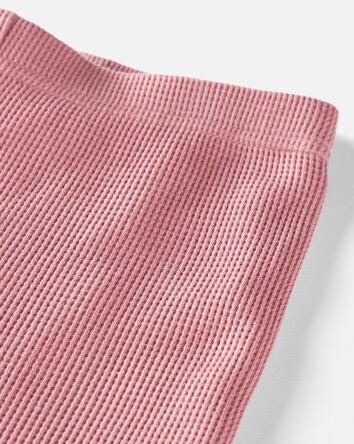 Kid Waffle Knit Pyjamas Set Made with Organic Cotton in Dark Blush, 