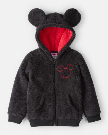Toddler Boy Disney&copy; Mickey Mouse Sherpa Hooded Zip-Up Jacket - Black, 