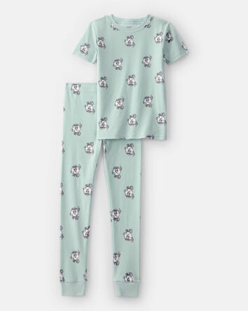 Kids Soccer 100% Cotton Short-Sleeve Snug Fit 2-Piece pyjama Set - Green, 