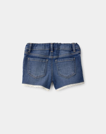 Toddler Girl Eyelet Trim Denim Shorts - Dark Wash, 