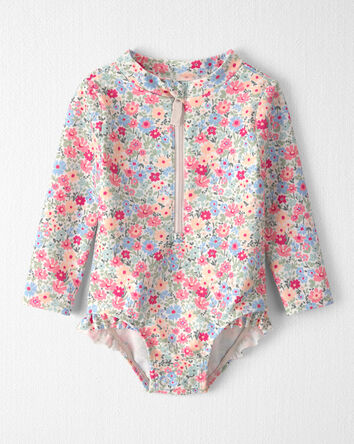 B&eacute;b&eacute; fille - Maillot &agrave; volants en mat&eacute;riaux recycl&eacute;s &agrave; imprim&eacute; de prairie, 