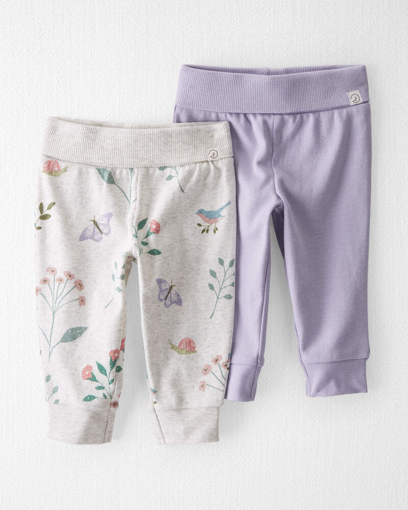 Emballage de 2 pantalons de jogging en coton biologique pour bébés, image 1 sur 4 diapositives