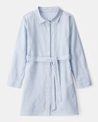 Kid Striped Long-Sleeve Shirt Dress, image 1 of 4 slides