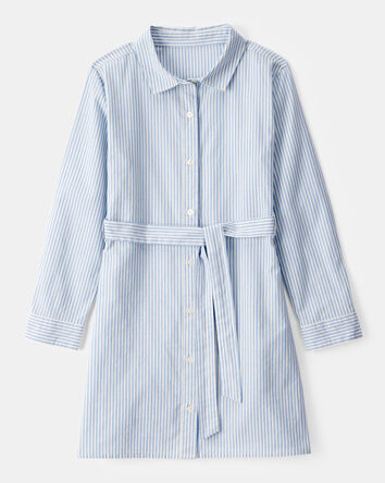 Kid Striped Long-Sleeve Shirt Dress, 