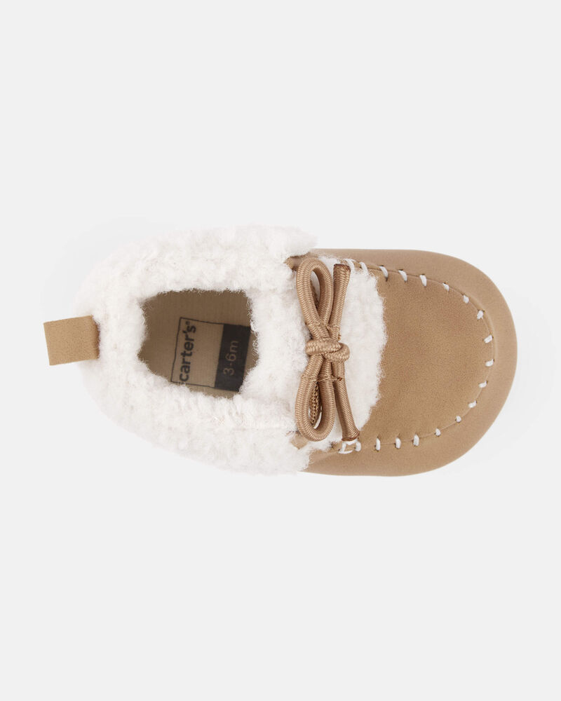 Baby Boy Teddy Fleece Moccasin Boots - Brown, image 4 of 6 slides