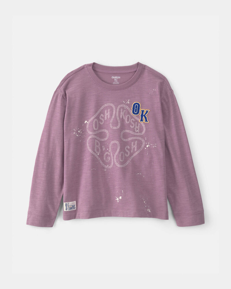Filles - T-shirt imprim&eacute; &agrave; logo OshKosh - Mauve, image 1 sur 2 diapositives