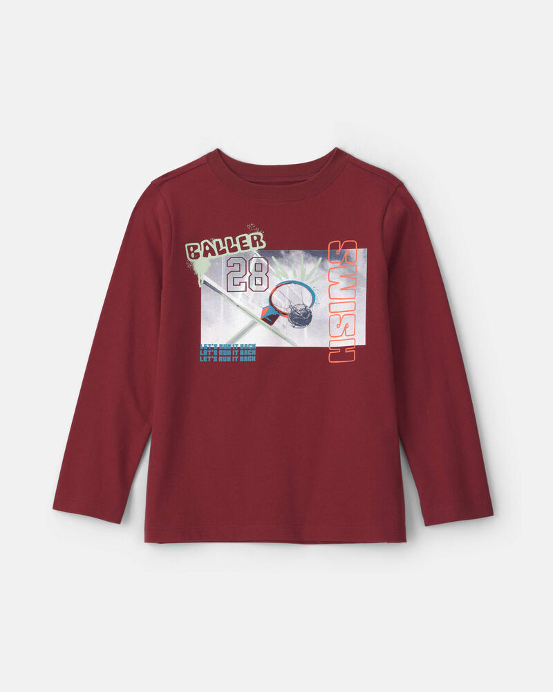 Boys Basketball Long-Sleeve Graphic Tee - Red, image 1 of 3 slides