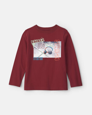 Boys Basketball Long-Sleeve Graphic Tee - Red, 