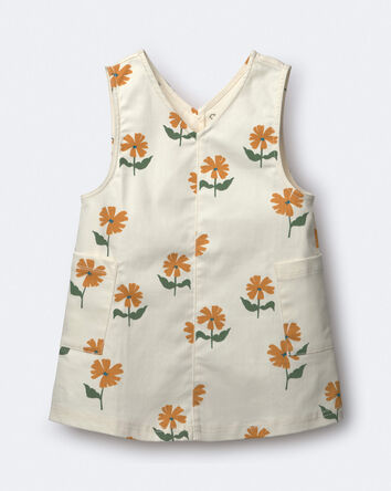 Toddler Girl Otter Pocket Jumper in Floral Print - Cream, 