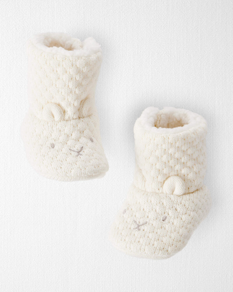 Baby Organic Cotton Sweater Knit Booties, image 1 of 3 slides