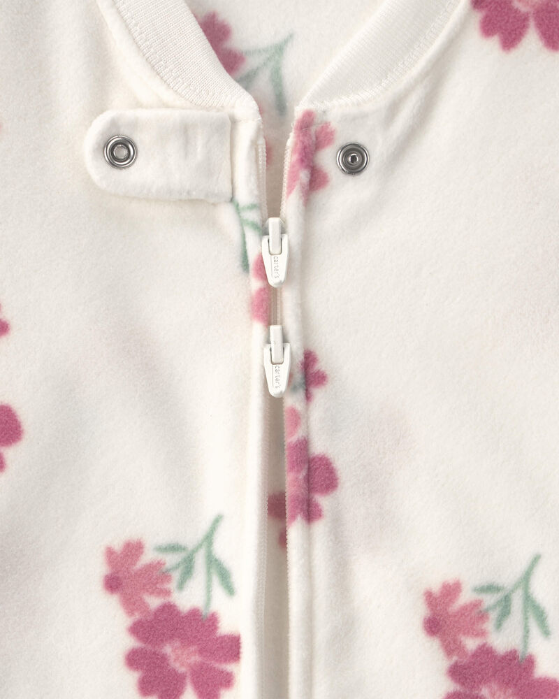 Baby Girl Floral Fleece Loose Fit Wearable Blanket - Cream, image 3 of 5 slides