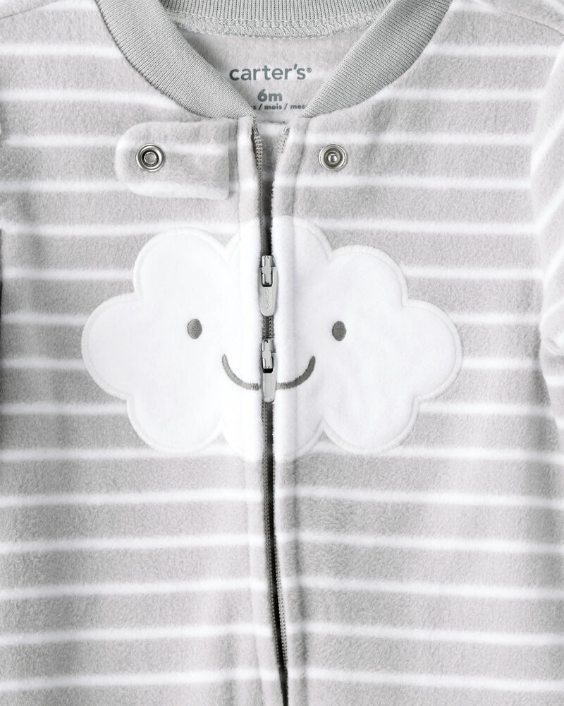 Baby Cloud Print Loose Fit Sleeper - Grey, image 3 of 5 slides