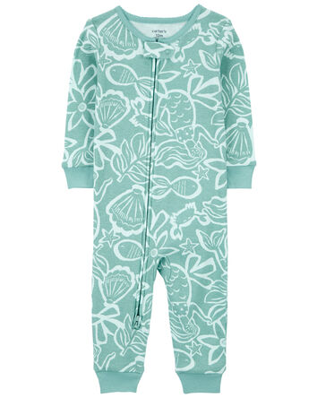 1-Piece Ocean Print 100% Snug Fit Cotton Footless Pyjamas, 