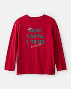 Kid Christmas Santa Long-Sleeve Graphic Tee - Red, image 1 of 3 slides