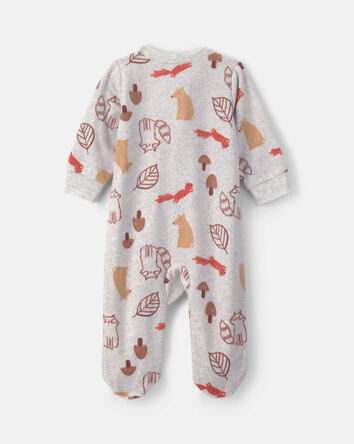 B&eacute;b&eacute; - Grenouill&egrave;re en molleton avec fermeture &agrave; glissi&egrave;re double sens &agrave; motif automne &ndash; Gris, 