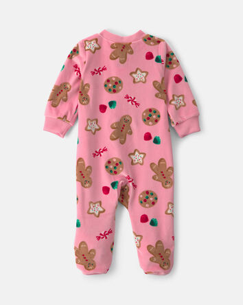 Baby Girl Christmas Gingerbread 2-Way Zip Sleeper - Pink, 