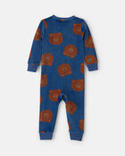 B&eacute;b&eacute; gar&ccedil;on - Pyjama ajust&eacute; 1 pi&egrave;ce en DreamPlush avec fermeture &agrave; glissi&egrave;re double sens et motif ourson - Bleu marine, image 2 sur 4 diapositives