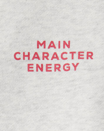 Girls Main Character Energy Quarter-Zip Pullover Sweatshirt - Grey, 