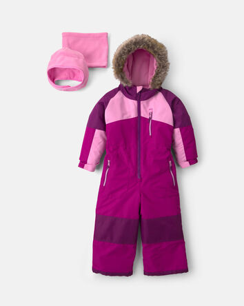 Toddler Girl 1 Piece Snowsuit- Purple, 