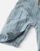 Baby Organic Cotton Gauze Overalls in Blue Creek, image 3 of 5 slides