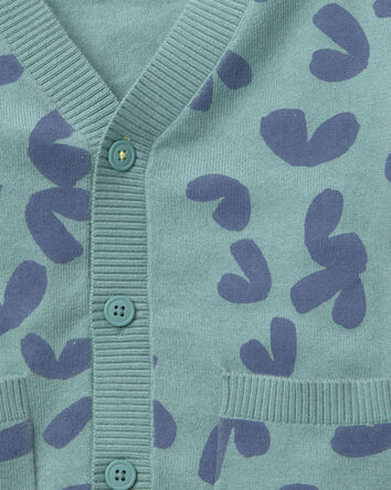 Toddler Cardigan with Avenue Pockets in Abstract Print - Teal, 