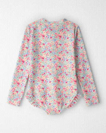 Filles - Maillot dermoprotecteur en mat&eacute;riaux recycl&eacute;s &agrave; imprim&eacute; de prairie, 